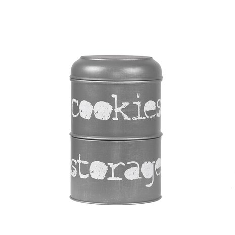 LABEL51 Opbergdozen en manden Opbergblik - Antiek Grijs - Metaal - 17x17x27 cm
