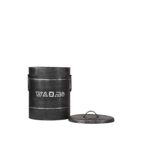 LABEL51 Opbergdozen en manden Wasmand - Antiek Zwart - Metaal - S
