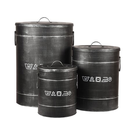 LABEL51 Opbergdozen en manden Wasmand - Antiek Zwart - Metaal - S
