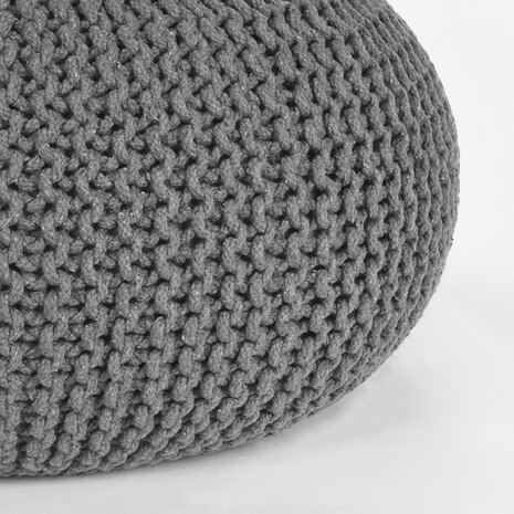 LABEL51 Poefs Knitted - Donkergrijs - Katoen - L