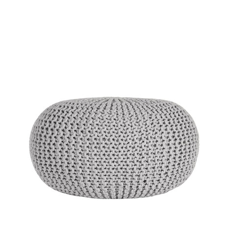 LABEL51 Poefs Knitted - Lichtgrijs - Katoen - L