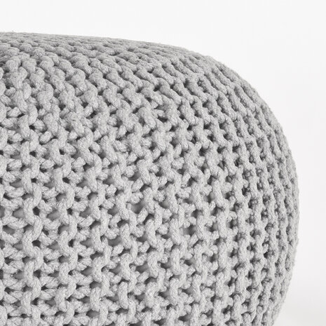 LABEL51 Poefs Knitted - Lichtgrijs - Katoen - L