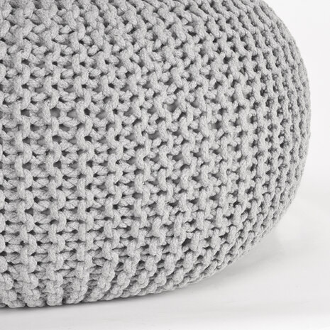 LABEL51 Poefs Knitted - Lichtgrijs - Katoen - L