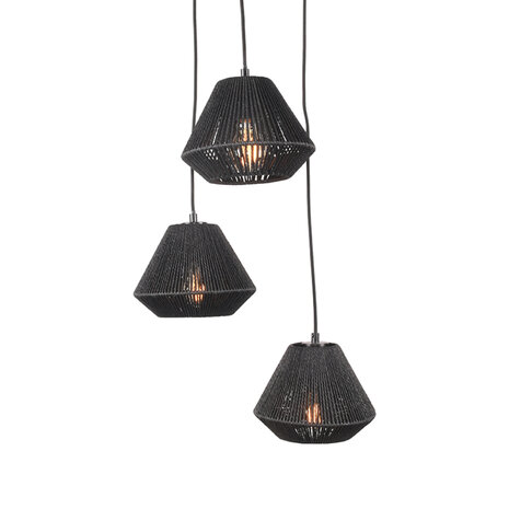 LABEL51 Hanglampen Ibiza - Zwart - Jute - 3-Lichts