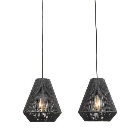 LABEL51 Hanglampen Ibiza - Zwart - Jute - 2-Lichts