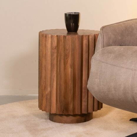 LABEL51 Bijzettafels Novan - Nature Smooth - Mangohout - 35 cm
