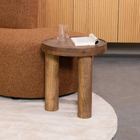 LABEL51 Bijzettafels Elly - Nature Smooth - Mangohout - 42 cm