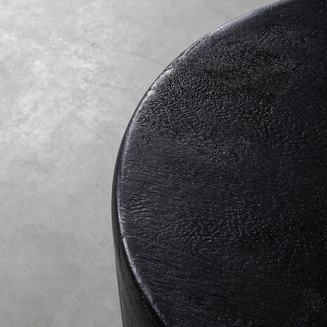 LABEL51 Bijzettafels Milly - Zwart - Mangohout - 35 cm - Rond