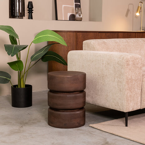 LABEL51 Bijzettafels Milly - Espresso - Mangohout - 35 cm - Rond