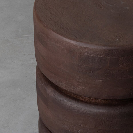 LABEL51 Bijzettafels Milly - Espresso - Mangohout - 35 cm - Rond
