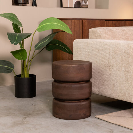 LABEL51 Bijzettafels Milly - Espresso - Mangohout - 35 cm - Rond
