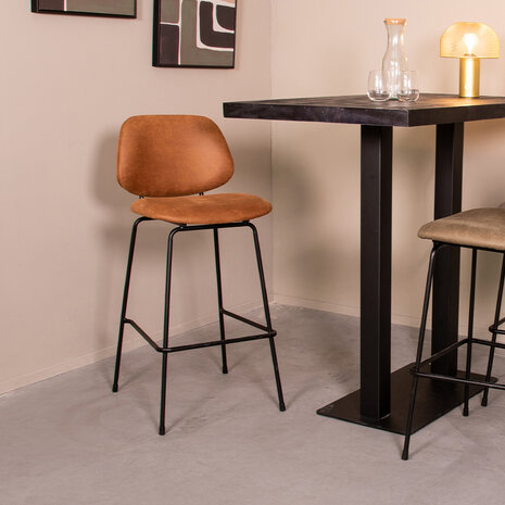 LABEL51 Barkrukken Bello - Cognac - Kunstleder - Hoog