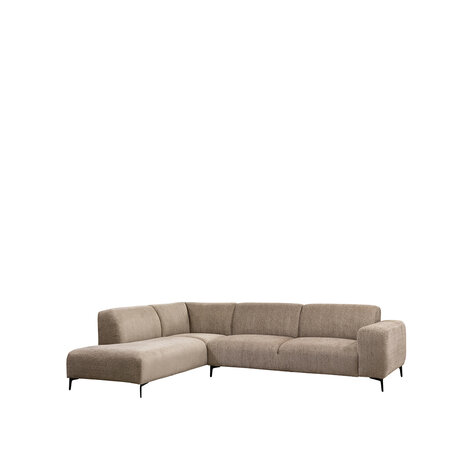 LABEL51 Hoekbanken Merido - Taupe Raven | Zwart Metaal - Velvet - Hoekbank Links