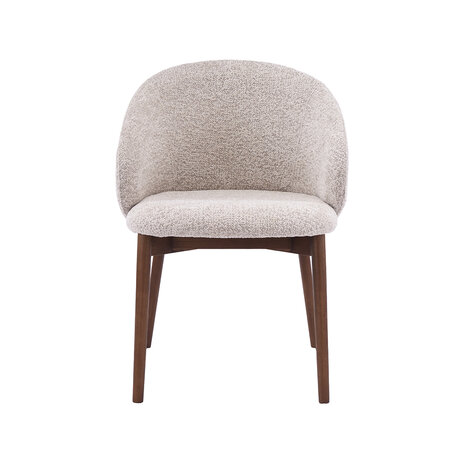 LABEL51 Eetkamerstoelen Nagano - Beige - Geweven - Walnoot Houten Frame