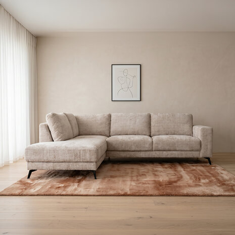LABEL51 Hoekbanken Luxor - Naturel - Chenille - Hoekbank Links