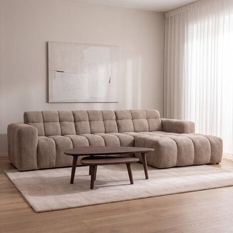 LABEL51 Hoekbank Luna - Taupe - Geweven - Loungebank Rechts