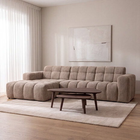 LABEL51 Hoekbank Luna - Taupe - Geweven - Loungebank Links