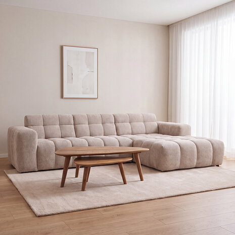 LABEL51 Hoekbank Luna - Naturel - Geweven - Loungebank Rechts