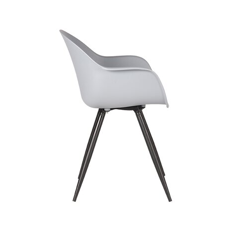 LABEL51 Eetkamerstoel Luca - Grijs - PP - Zwart Metalen Frame