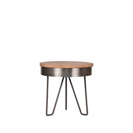 LABEL51 Bijzettafel Saran - Grijs - Metaal - 44 cm - Rond