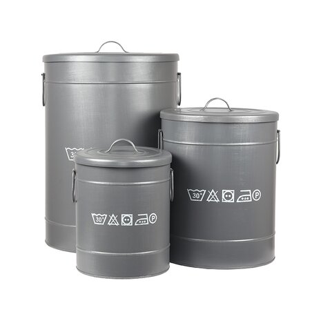 LABEL51 Wasmand - Antiek Grijs - Metaal - S