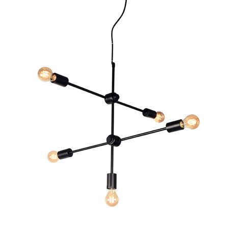 LABEL51 Hanglamp Stilo - Zwart - Metaal - 5-Lichts