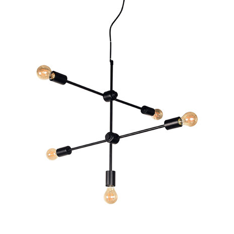 LABEL51 Hanglamp Stilo - Zwart - Metaal - 5-Lichts