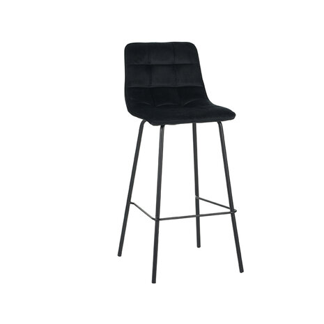 LABEL51 Barkruk Bistro - Zwart - Fluweel - Hoog