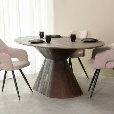 LABEL51 Eetkamertafel Jagger - Espresso - Mangohout - 220 cm - Ovaal