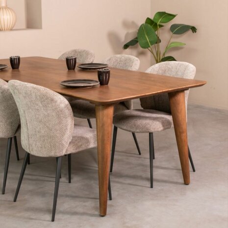 LABEL51 Eetkamertafel Fly - Nature Smooth - Mangohout - 160 cm