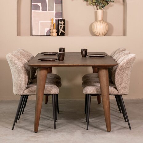 LABEL51 Eetkamertafel Fly - Espresso - Mangohout - 160 cm