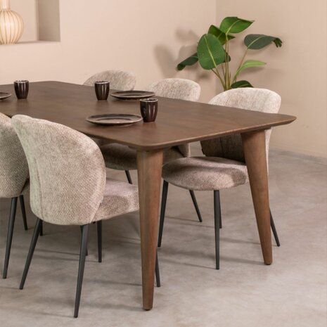 LABEL51 Eetkamertafel Fly - Espresso - Mangohout - 220 cm