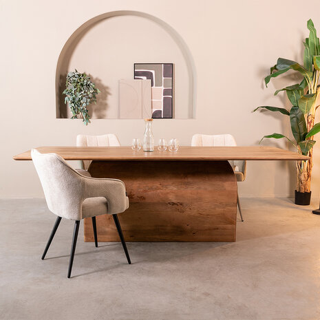 LABEL51 Eetkamertafel Owen - Nature Smooth - Mangohout - 220 cm - Rechthoek