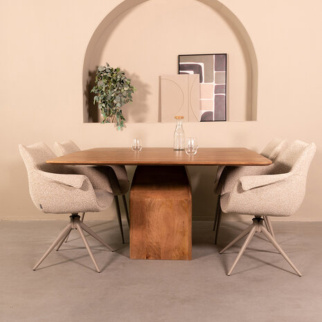 LABEL51 Eetkamertafel Ingo - Nature Smooth - Mangohout - 140 cm - Vierkant