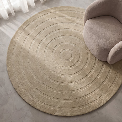 LABEL51 Vloerkleden Agra - Zand - Polyester - 150x150 cm - Rond