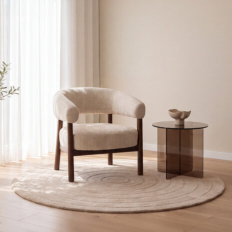LABEL51 Vloerkleden Agra - Taupe - Polyester - 200x200 cm - Rond