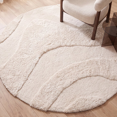 LABEL51 Vloerkleden Rima - Ivoor - Polyester - 200x200 cm - Rond