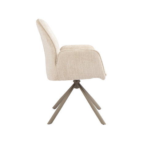 LABEL51 Eetkamerstoel Jill - Naturel - Cremona - Taupe Metaal