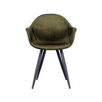 LABEL51 Eetkamerstoel Forli - Army - Fluweel - Zwart Metalen Frame