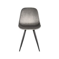 LABEL51 Eetkamerstoel Capri - Grijs - Fluweel - Zwart Metalen Frame