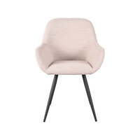 LABEL51 Eetkamerstoel Fender - Naturel - Boucle - Zwart Metalen Frame