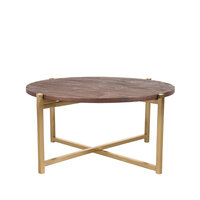 LABEL51 Salontafel Dox - Espresso - Mangohout - 70 cm - Goud