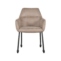 LABEL51 Eetkamerstoel Lenny - Taupe - Micro Suede - Zwart Metalen Frame