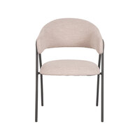 LABEL51 Eetkamerstoel Lowen - Naturel - Boucle - Zwart Metalen Frame