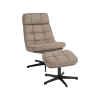 LABEL51 Fauteuil Alvar - Taupe - Micro Suede - Incl. Hocker