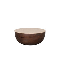 LABEL51 Salontafel I_Bowl - Espresso - Travertin - 70 cm - Rond